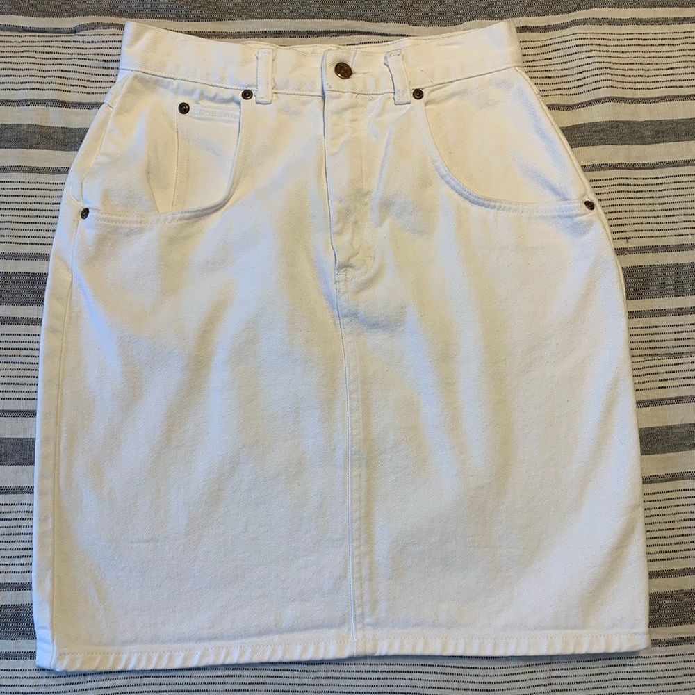 High waisted denim skirt